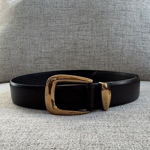 Madewell Chunky Dark Brown Belt with Gold Buckle